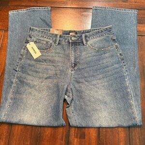 Express Embellished Gold Studded Straight Leg Jeans Size 10